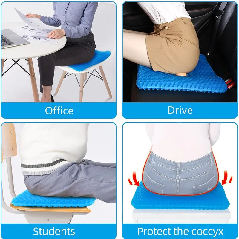 Breathable Gel Seat Cushion | Honeycomb Design for Pressure & Pain Relief