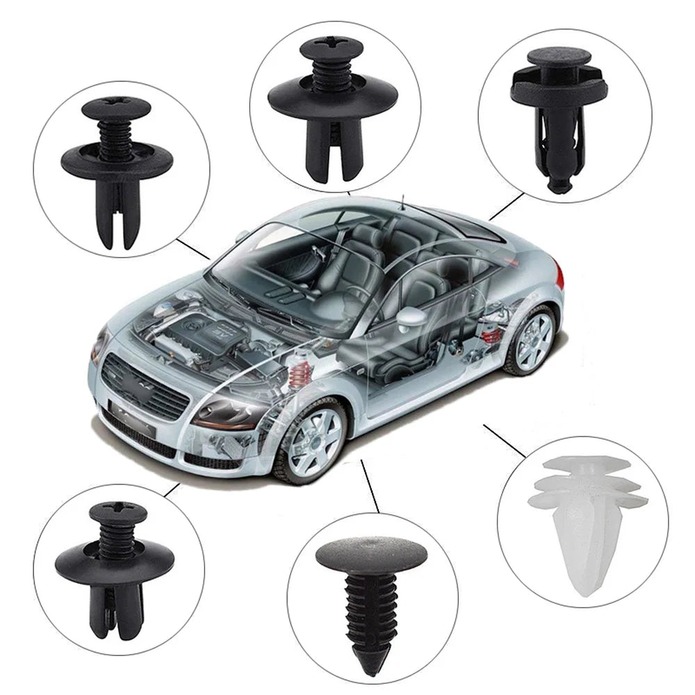 Car Fastener Clip Kit | Mixed Push Retainer Pins for Bumper, Door, Trim