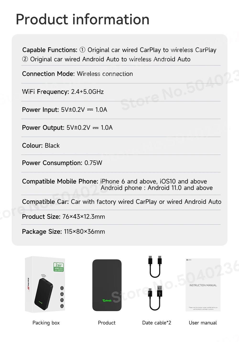 2air CarlinKit 5.0/4 Wireless CarPlay & Android Auto Box