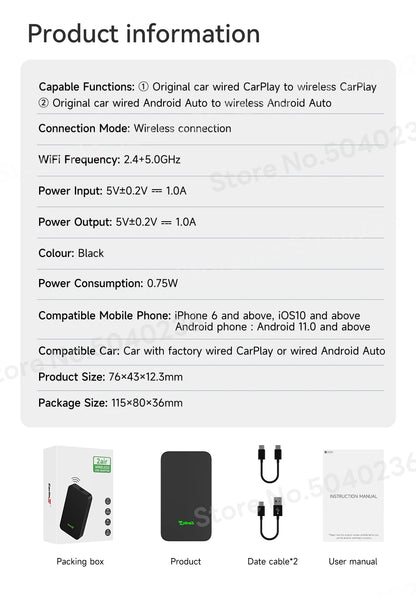 2air CarlinKit 5.0/4 Wireless CarPlay & Android Auto Box