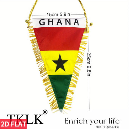 Ghana Triangle Flag 25x15cm Double-Sided Car Mirror Decor