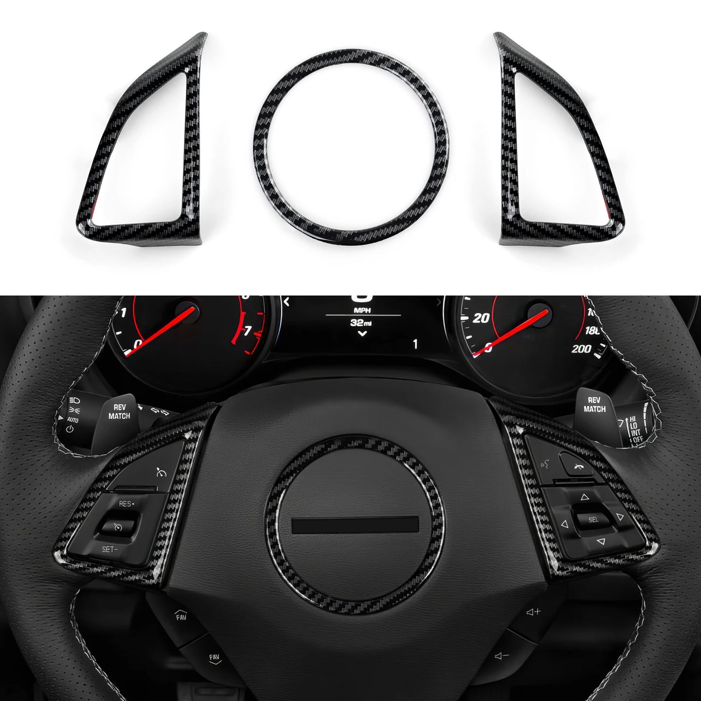 Autocollant de garniture intérieure en fibre de carbone ABS pour Camaro 2016-2024