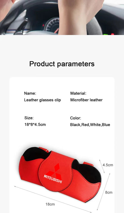 Premium Suede Sun Visor Glasses Case for Mitsubishi