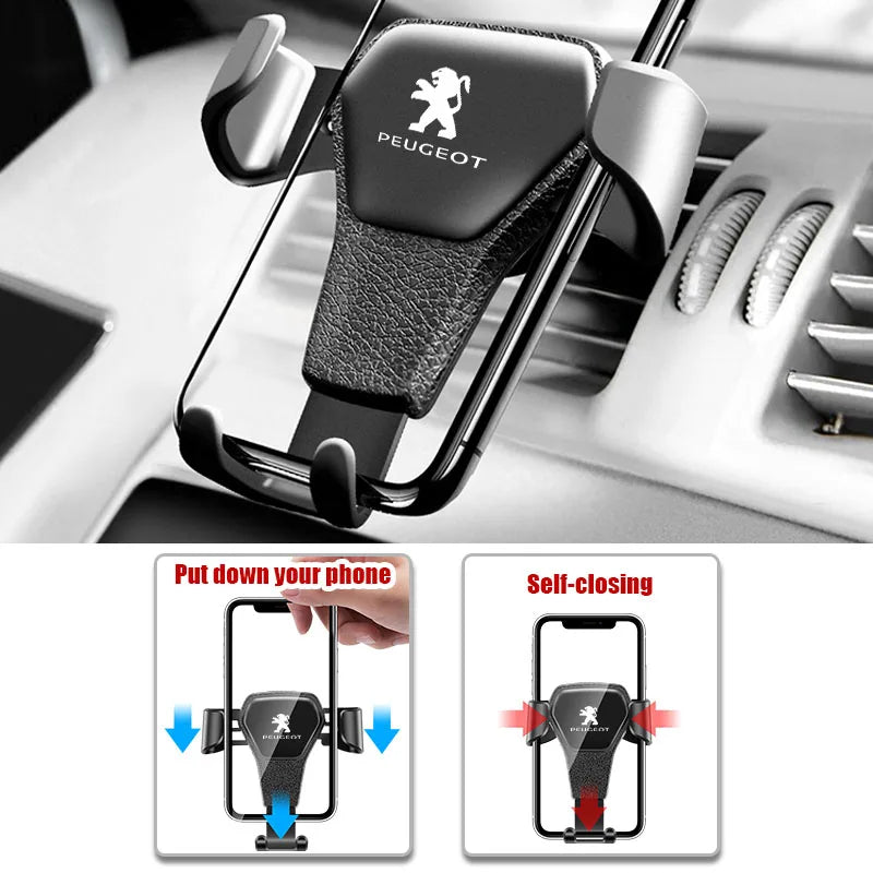 Gravity Phone Holder for Peugeot, Secure Air Vent Mount
