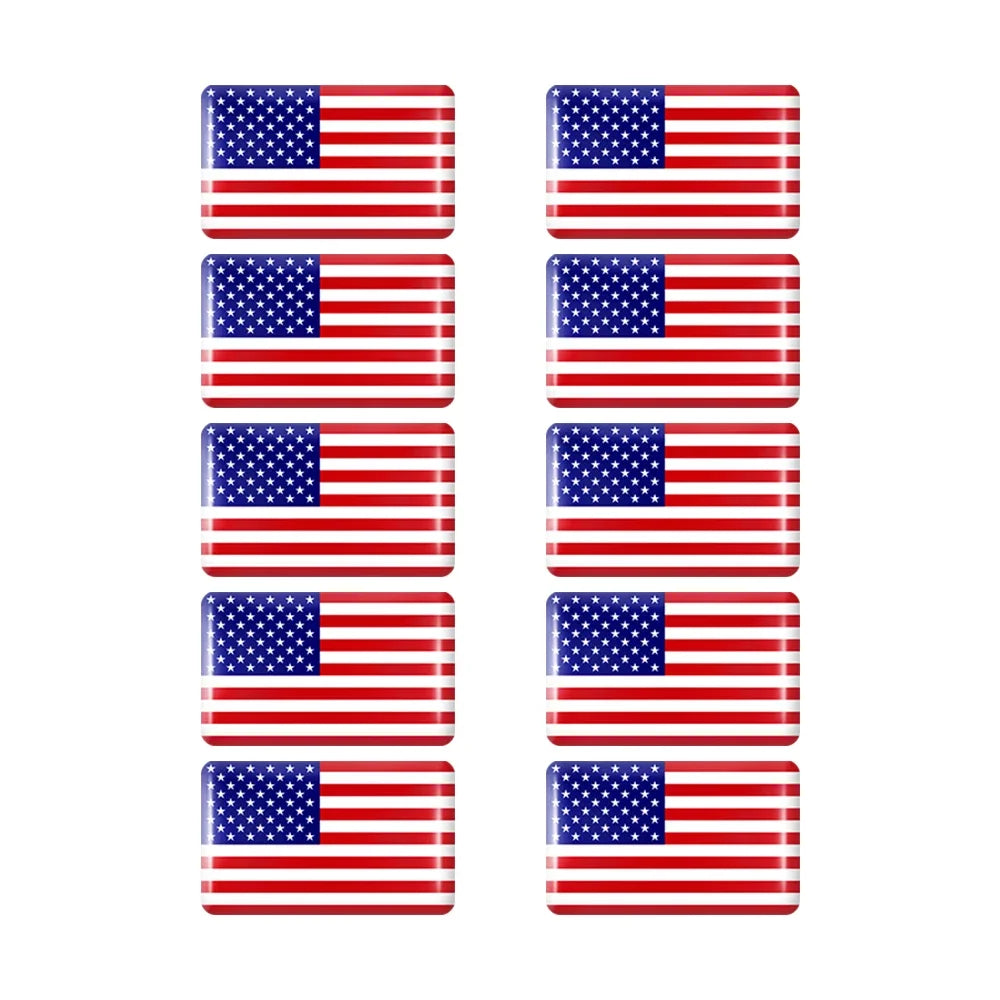 10pcs Epoxy Flag Badge Decals UAE, NL, RU, BR, IT, TH