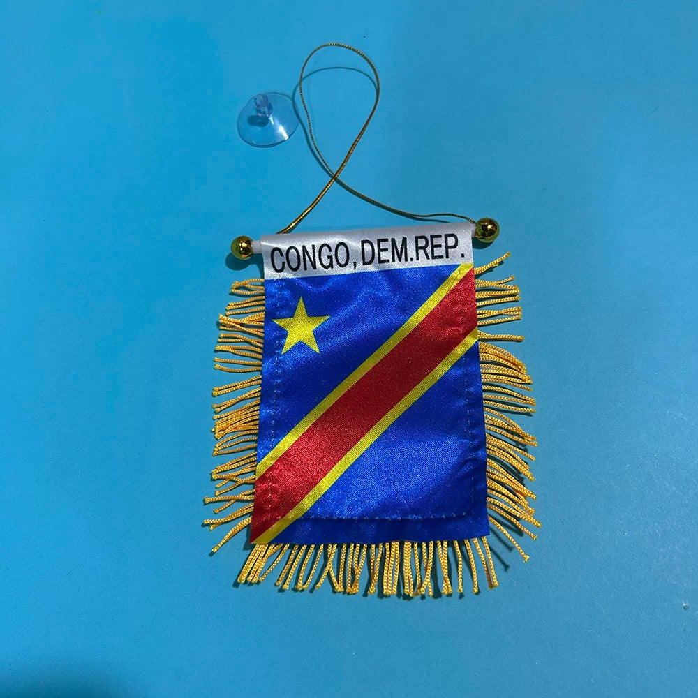 Congo Car Window Flag 8x12cm Double-Sided Polyester