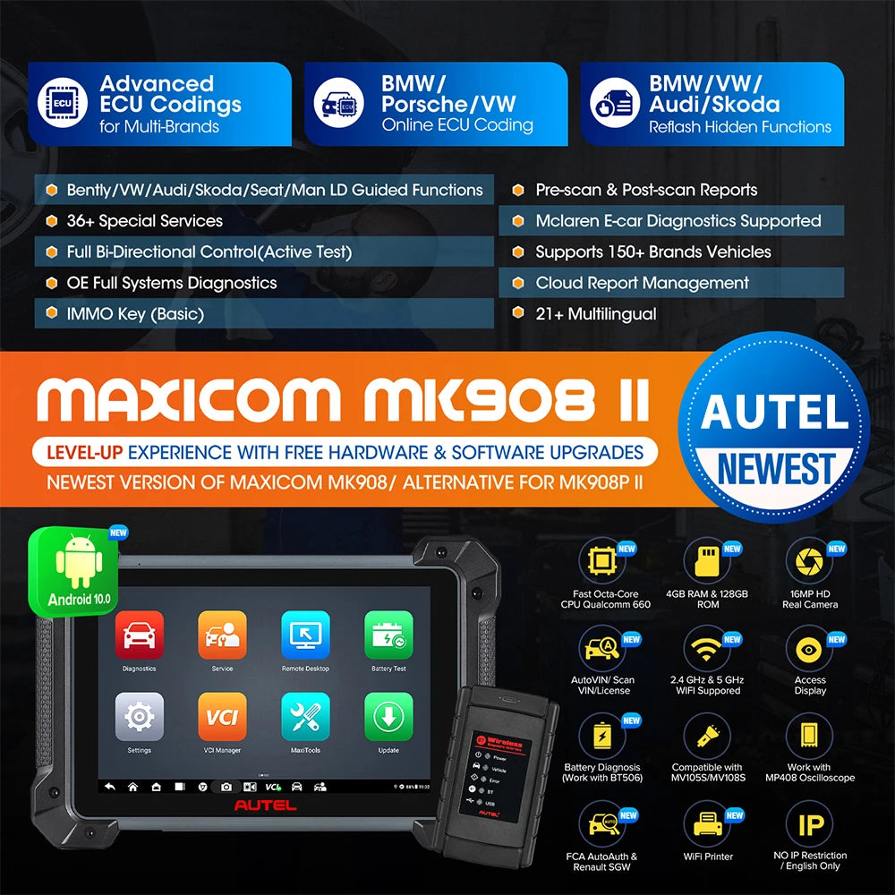 Autel MK908 II Pro Scanner 10.1" Advanced ECU Coding 40+Svc – Car Accessories | MotorWorld Marketplace
