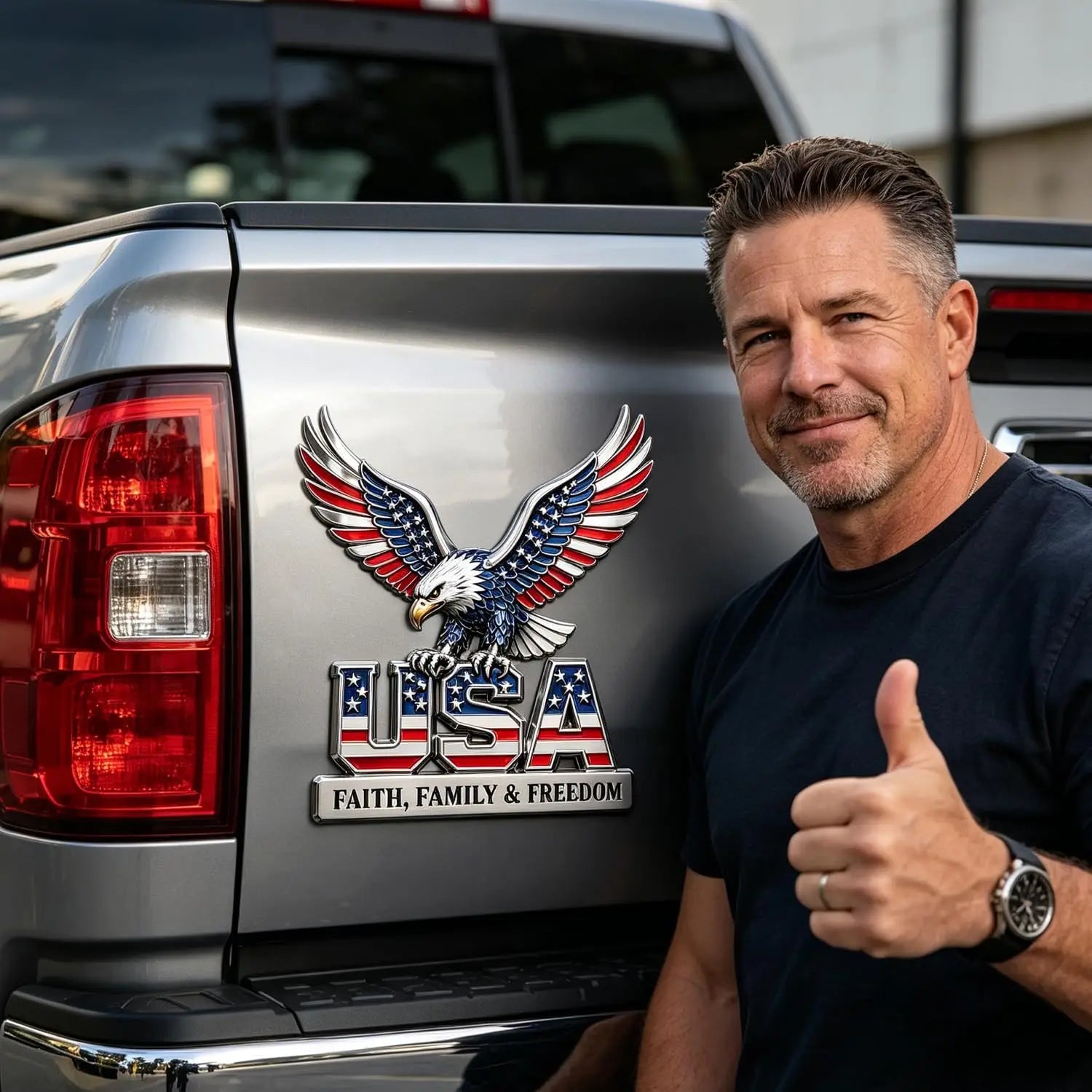 USA Eagle 3D Metal Emblem – Faith, Family & Freedom Decal – Car Accessories | MotorWorld Marketplace