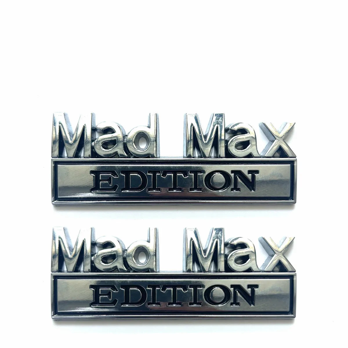 MAD MAX EDITION Metal Car Logo Emblem – Pro Grade Decal silver black 2pc – Car Accessories | MotorWorld Marketplace