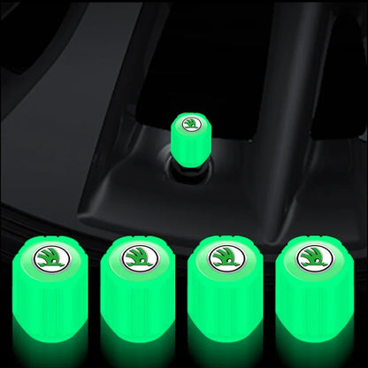 Luminous Tire Valve Caps Emblem for Skoda