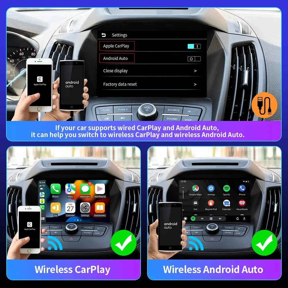 EKIY Mini Wireless CarPlay for Toyota, Mazda, Nissan & More – iOS15 & Bluetooth