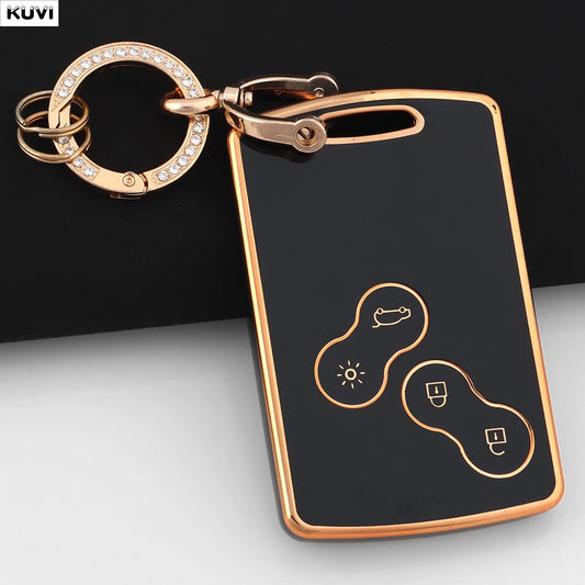 Golden TPU Smart Key Case for Renault Clio/Megane/Koleos