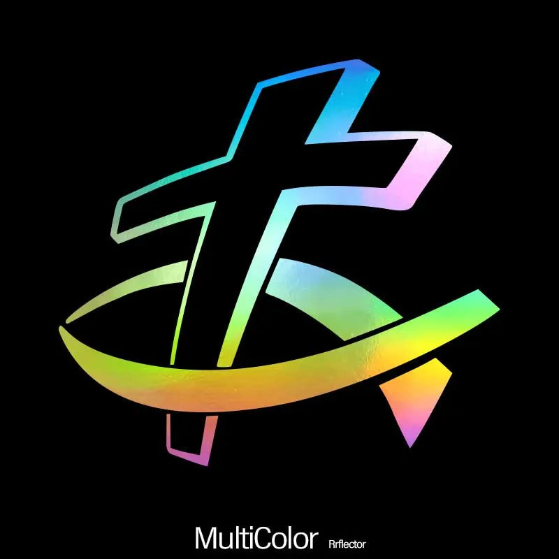 Christian Fish Cross Car Sticker – Waterproof Auto Decal