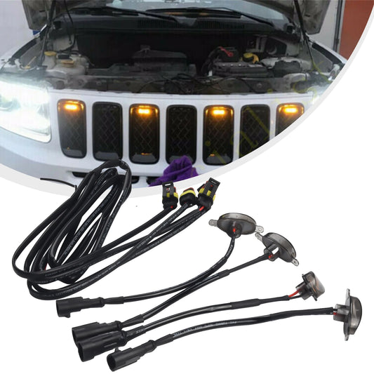 Feux de calandre à LED ambrés – 4 pièces style Raptor pour Jeep Grand Cherokee (2003-2021)
