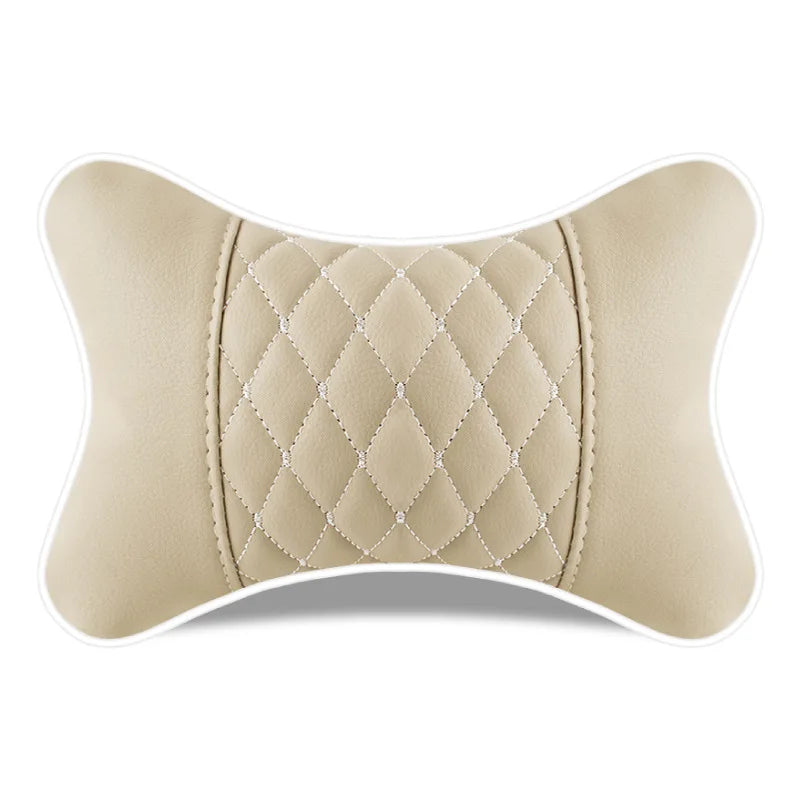 Premium Cowhide Car Neck Pillow – Universal, Soft, Breathable P09 beige – Car Accessories | MotorWorld Marketplace
