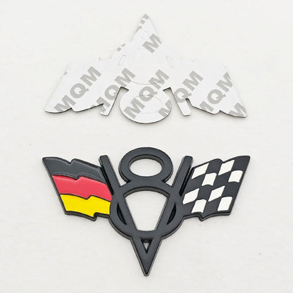 Universal 3D Metal V8 Flag Badge Emblem