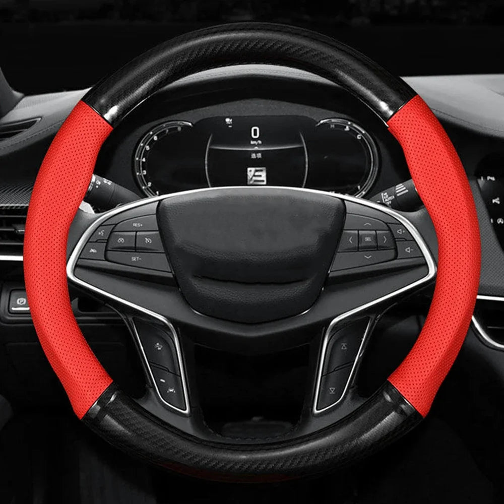 Universal Carbon Fiber Leather Steering Wheel Cover, Anti-Slip – Car Accessories | MotorWorld Marketplace
