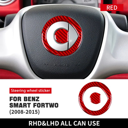 Carbon Fiber Steering Wheel Sticker for Smart 451 Fortwo