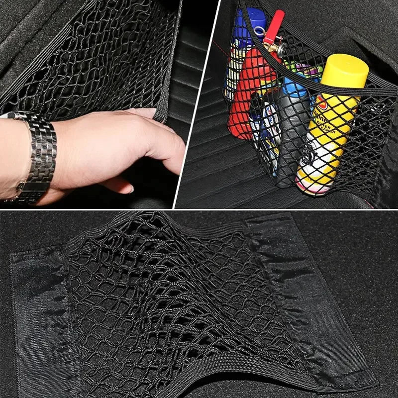 Filet de rangement universel à double maille pour coffre de voiture et filet coupe-feu