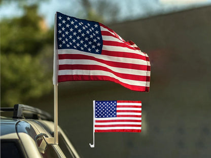 (12x18in) 30x45cm USA Car Window Flag w/ Durable Plastic Pole