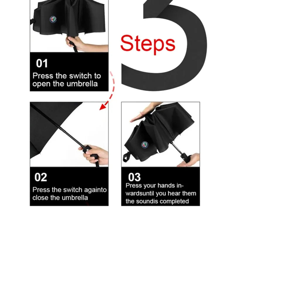 12-Bone Auto Umbrella Windproof for Alfa Romeo Giulia Stelvio