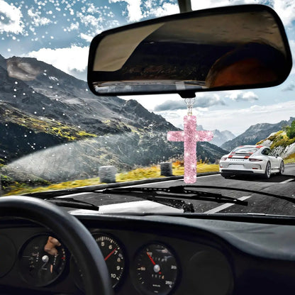 Crystal Diamond Cross Mirror Hanger – Universal Auto Decor