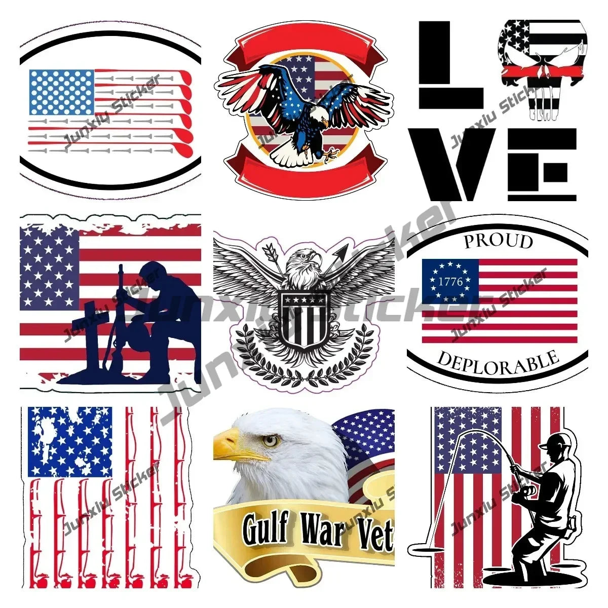 USA Flag Eagle Veteran Decal – Durable Vinyl Car Sticker – Car Accessories | MotorWorld Marketplace