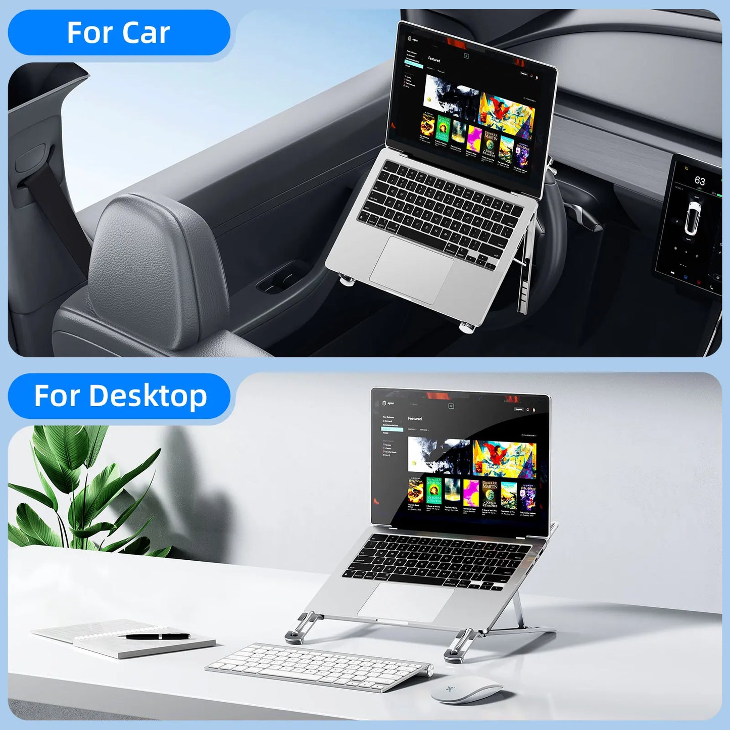 Foldable Car Laptop Mount, 5-Height Adjustable, Metal – Car Accessories | MotorWorld Marketplace