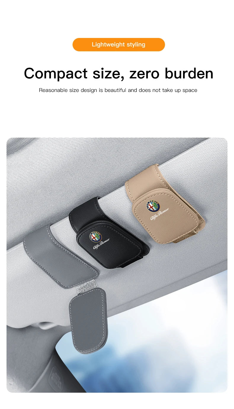 Premium Leather Sun Visor Glasses Clip for Alfa Romeo GT