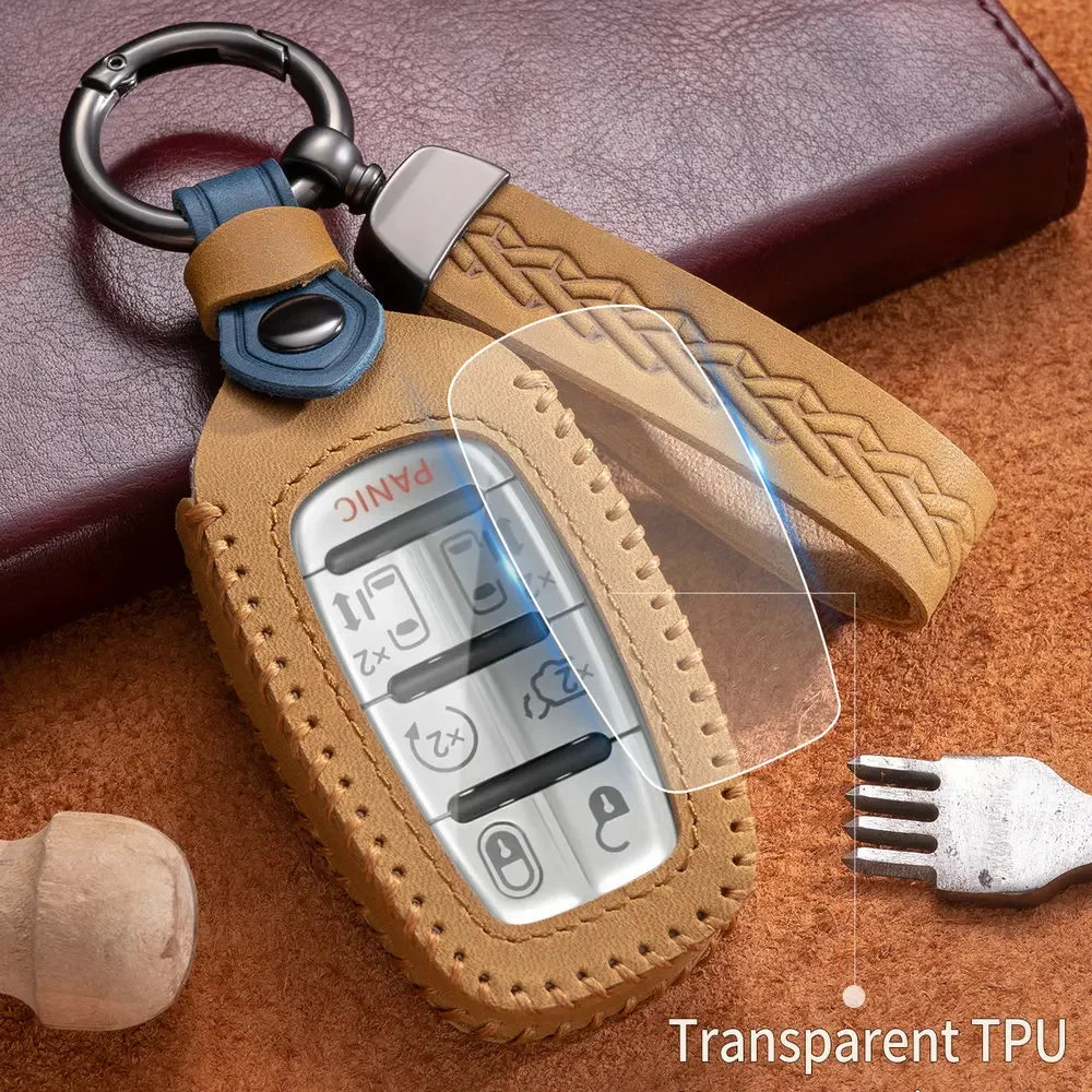 Funda de cuero premium para llavero de Chrysler Voyager/Pacifica