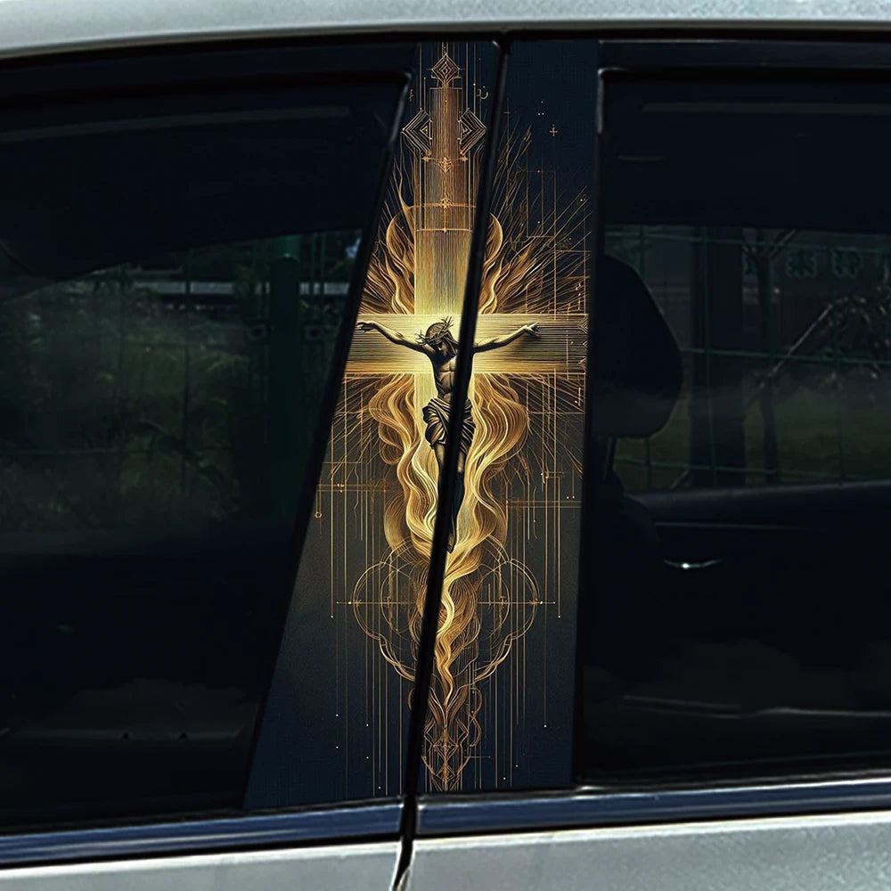 God Prayer Jesus Cross B-Pillar Sticker Waterproof Decal