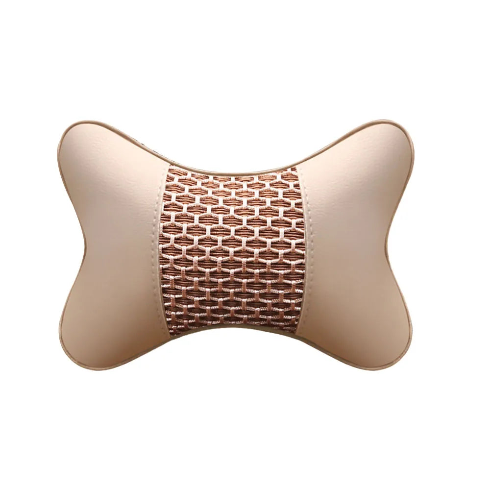 Premium Cowhide Car Neck Pillow – Universal, Soft, Breathable 1901 beige – Car Accessories | MotorWorld Marketplace