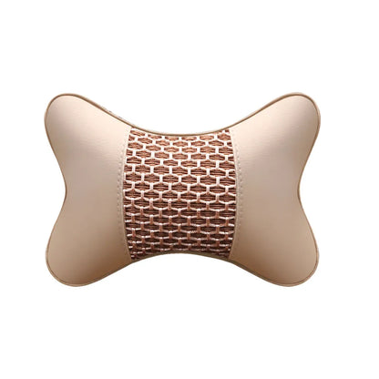 Premium Cowhide Car Neck Pillow – Universal, Soft, Breathable 1901 beige – Car Accessories | MotorWorld Marketplace