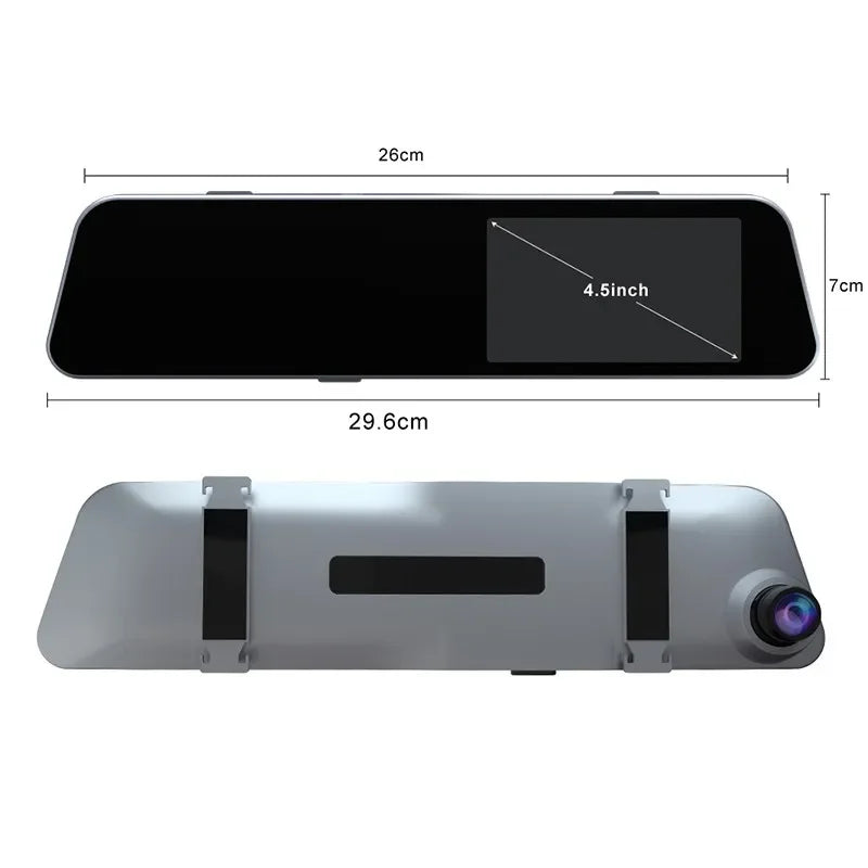 Dual-Lens Car DVR Dash Cam – 1080P Touchscreen Rearview Mirror with Night Vision