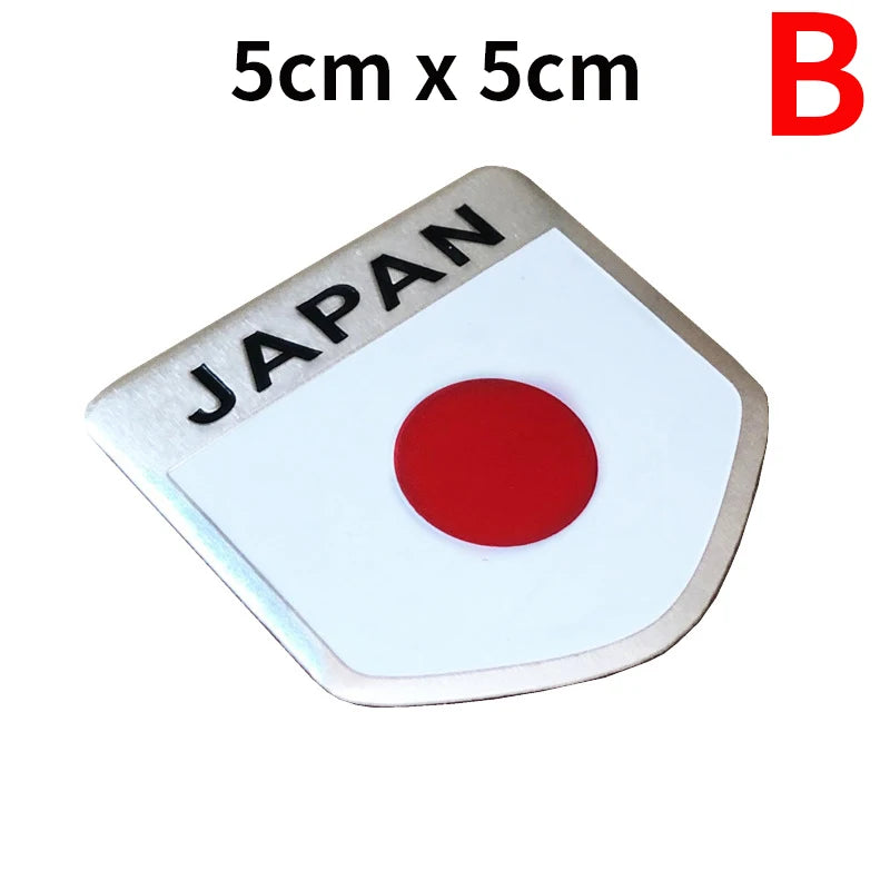 Universal 3D Aluminum Japan Flag Emblem Badge Decal