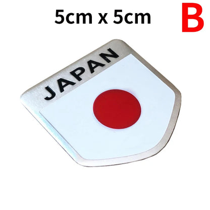 Universal 3D Aluminum Japan Flag Emblem Badge Decal
