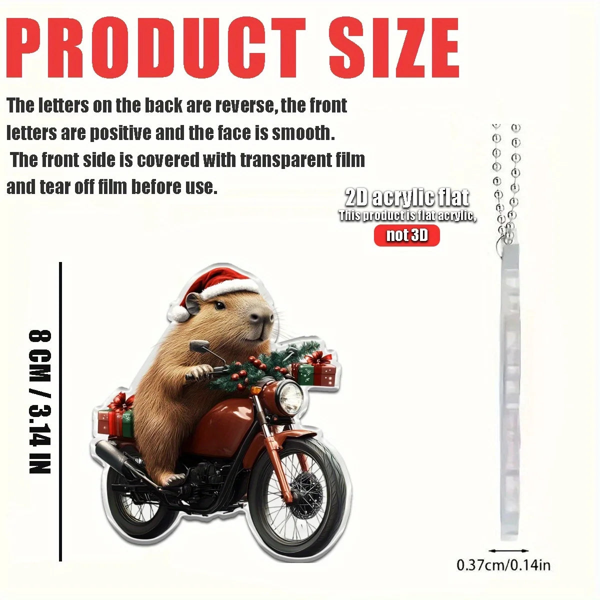 2D Capybara Motorcycle Ornament – Auto & Home Xmas Decor
