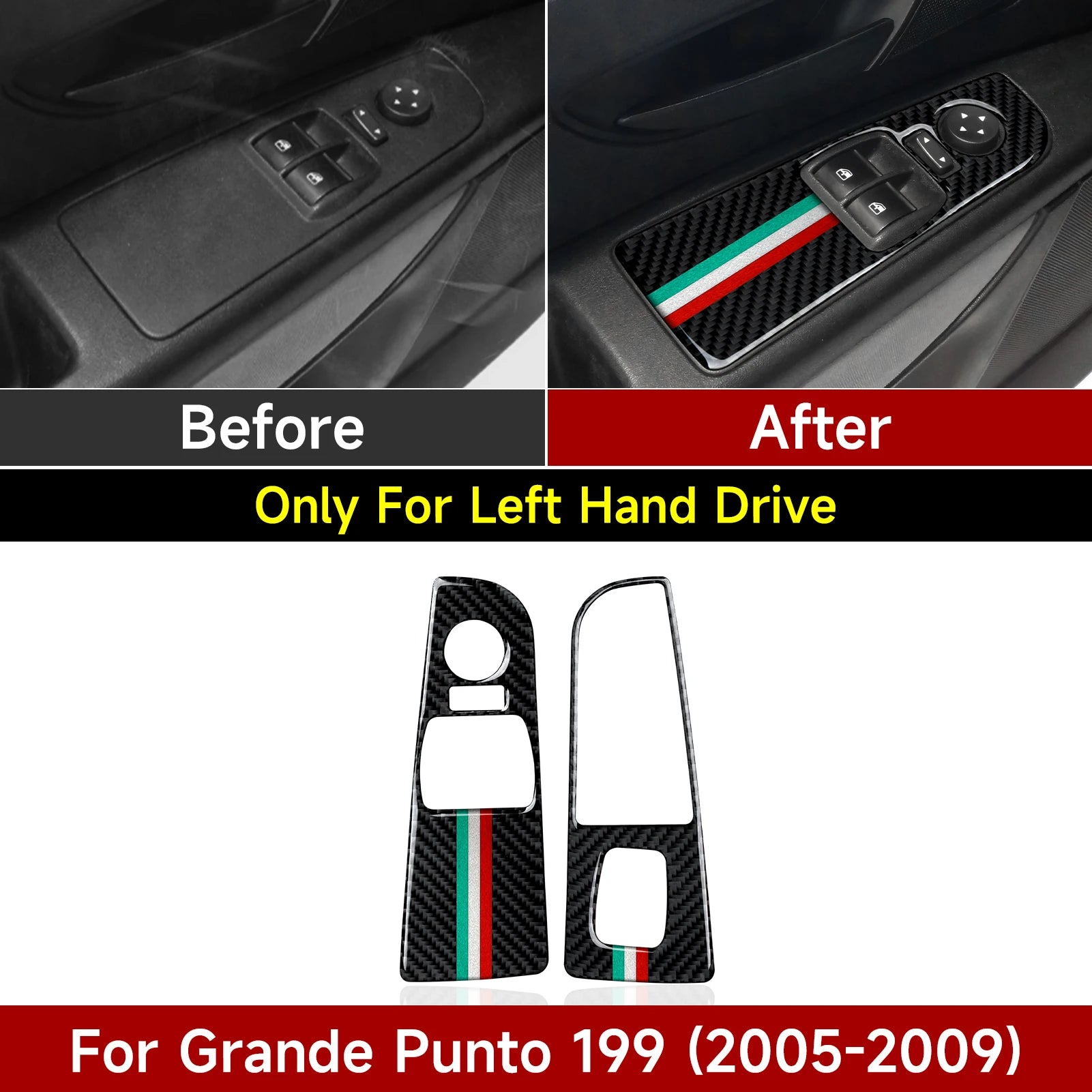 (NOT SOLD TO USA) Fiat Grande Punto 199 Carbon Fiber Window Switch Panel Trim A – Car Accessories | MotorWorld Marketplace