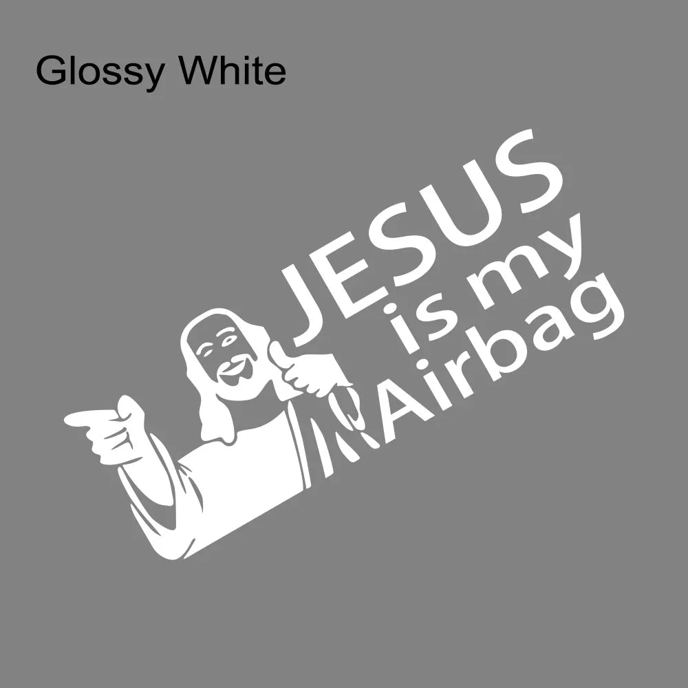 Jesus Is My Airbag Vinyl Decal – Safety Car & Truck Sticker Glossy White – Car Accessories | MotorWorld Marketplace