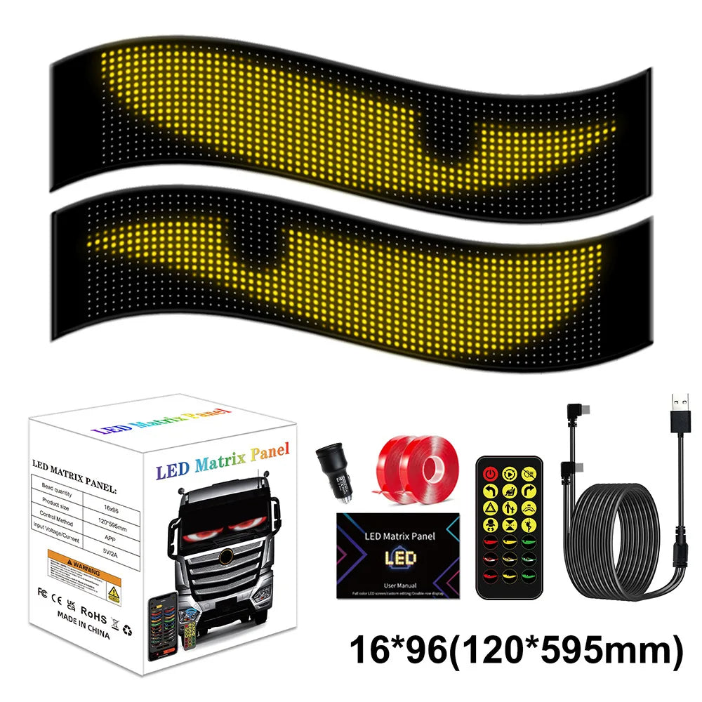 App-Controlled LED Devil Eye Sign, Programmable, USB, Truck 16x96LED12x60CM-2PCS – Car Accessories | MotorWorld Marketplace