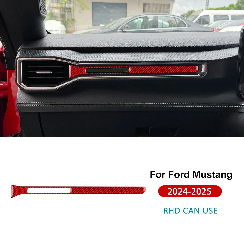 Real Carbon Fiber Console Trim for Mustang GT 2024-2026 Type A For RHD Red – Car Accessories | MotorWorld Marketplace