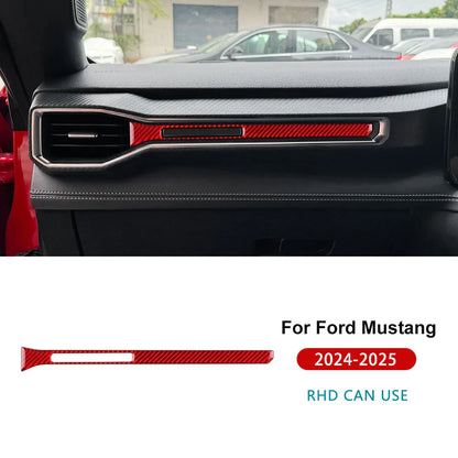 Real Carbon Fiber Console Trim for Mustang GT 2024-2026 Type A For RHD Red – Car Accessories | MotorWorld Marketplace