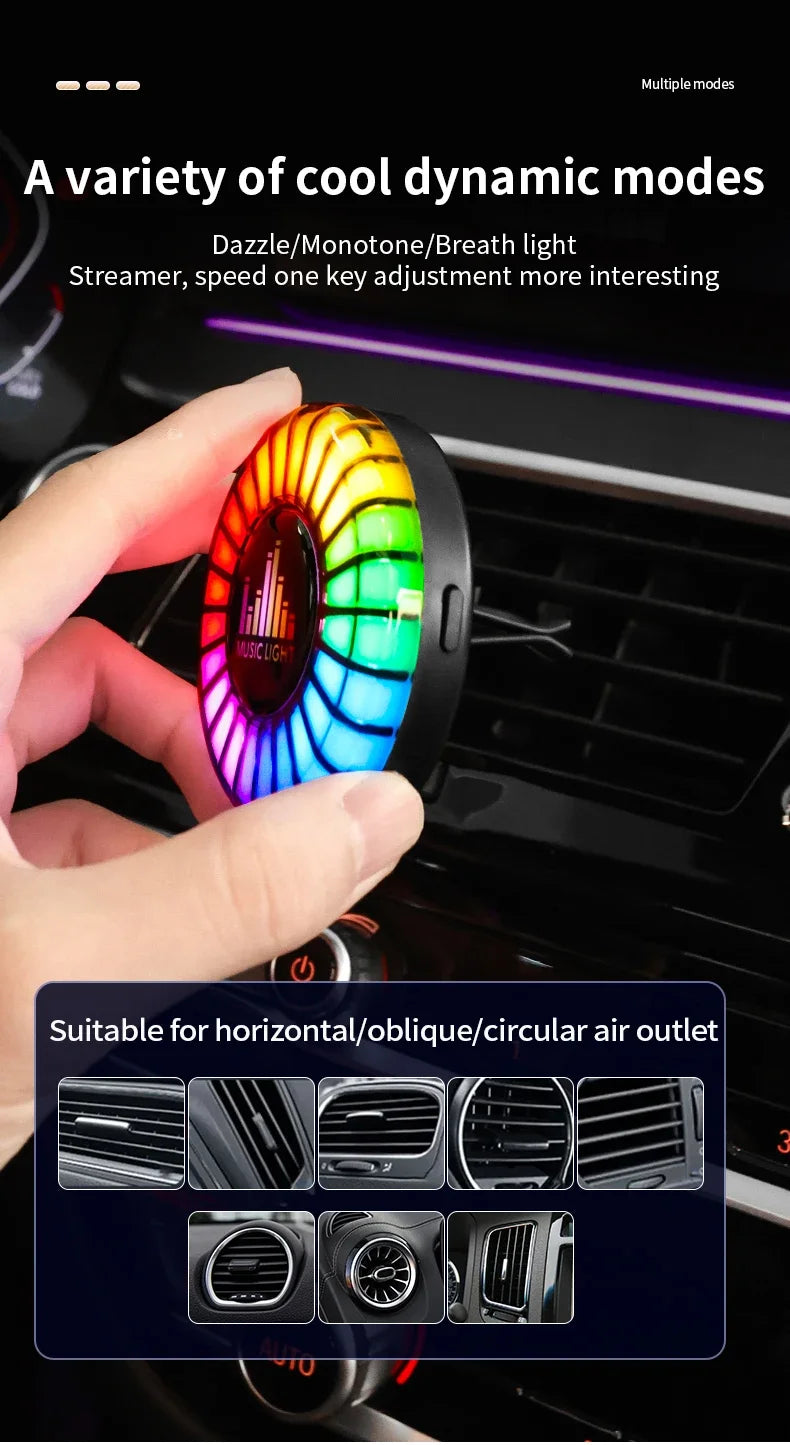 RGB Car Music Light & Air Purifier - Sound-Controlled Atmosphere