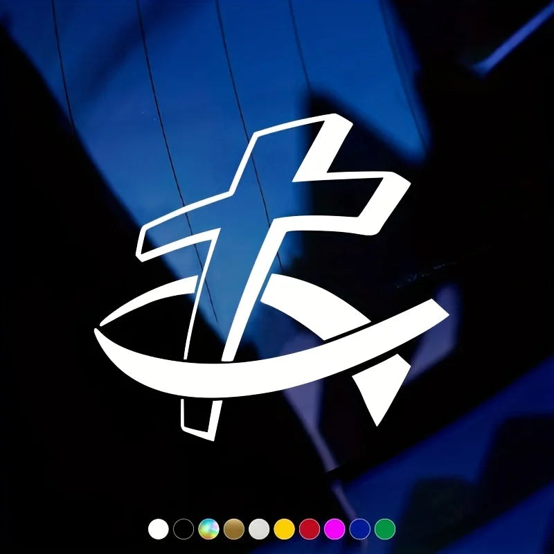 Christian Fish Cross Car Sticker – Waterproof Auto Decal