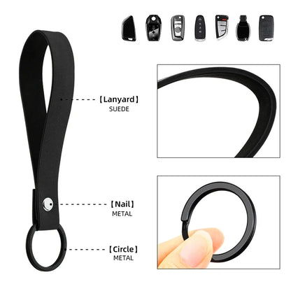 Audi Tire Wheel Valve Caps Cover + Suede Car Key Chain Ring Keychain