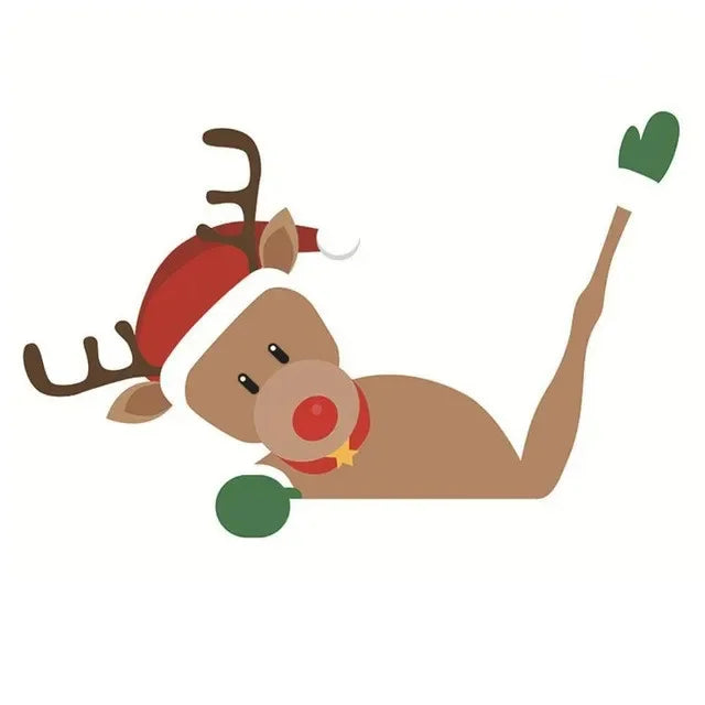 Christmas Car Window Sticker – Santa Elk Glass Decor, Durable