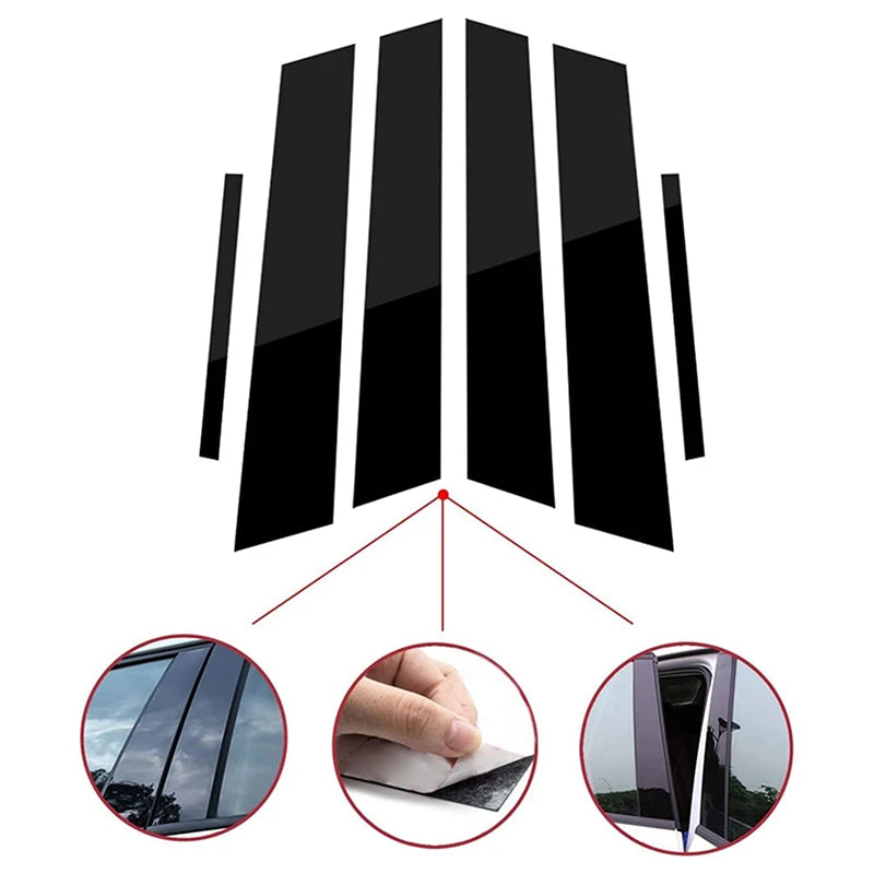 6Pcs Glossy Black Pillar Trim for Honda Civic 06-11 Sedan – Car Accessories | MotorWorld Marketplace