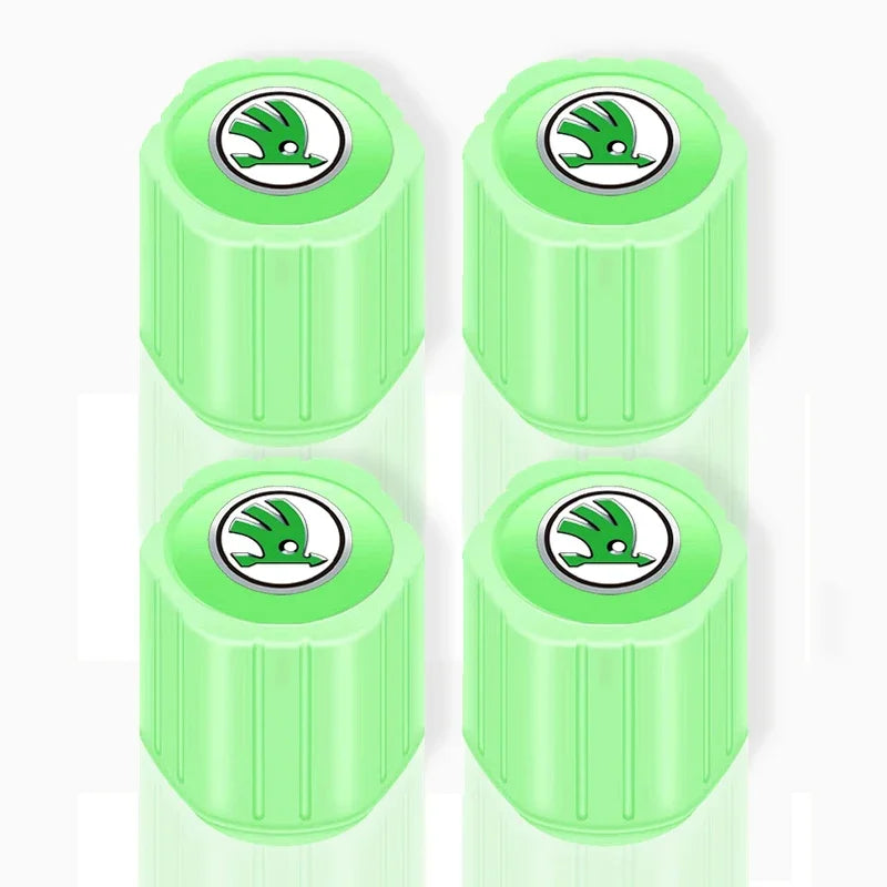 Luminous Tire Valve Caps Emblem for Skoda