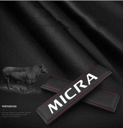 Premium Cowhide Seat Belt Cover for Nissan Micra
