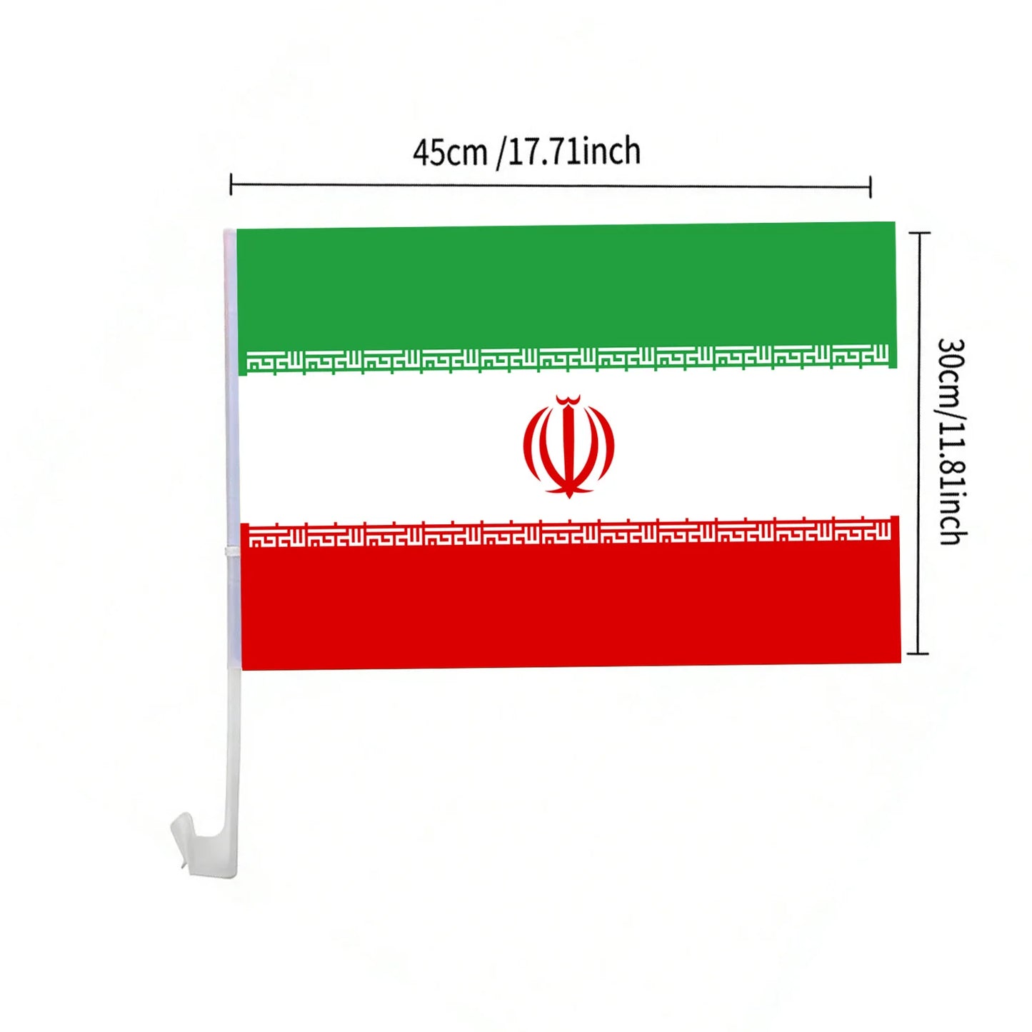 Iran Car Window Flag 30x45cm, Patriotic Auto Accessory